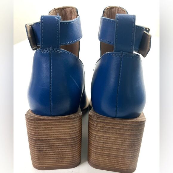 Free People Brady Buckle Blue Leather Ankle Boots - Picture 6 of 10